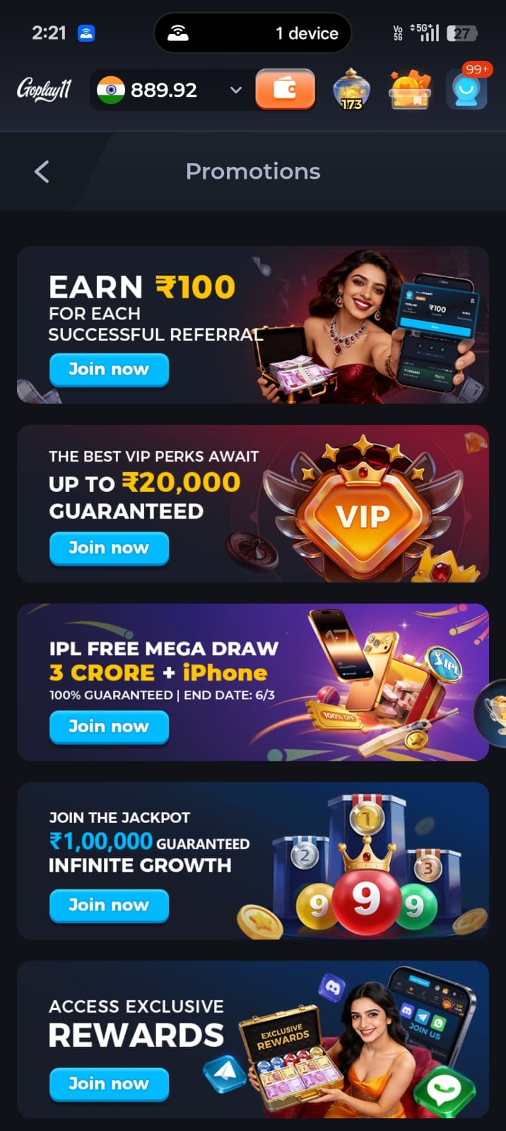 GoPlay11 fantasy cricket app interface 2026 online game